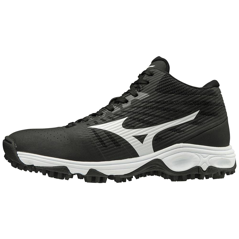 Mizuno Men's Ambition All Surface Mid Turf Baseball Shoes Black/White (320596-TZU)